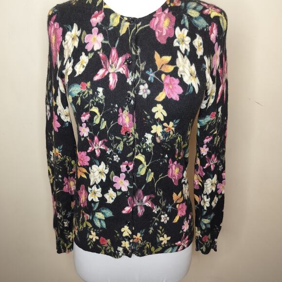Charter Club Floral Cashmere Cardigan Sweater - Picture 3 of 8